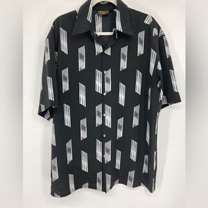 Monzini Collection Men’s Black/White Geometry Print Shirt Size L